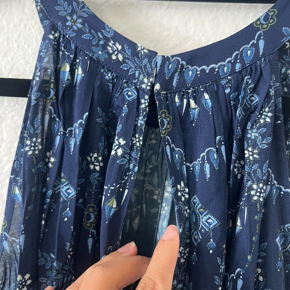 NWT Hill House Sz S Giselle Dress Charm Scallop Floral Maxi Dress Blue Cottage - Picture 8 of 11